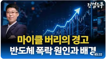 [주식] 글로벌 최고 공매도 전문가 마이클 버리의 한국 반도체 경고. 윈도우 드레싱 끝난 후 폭락한 반도체
